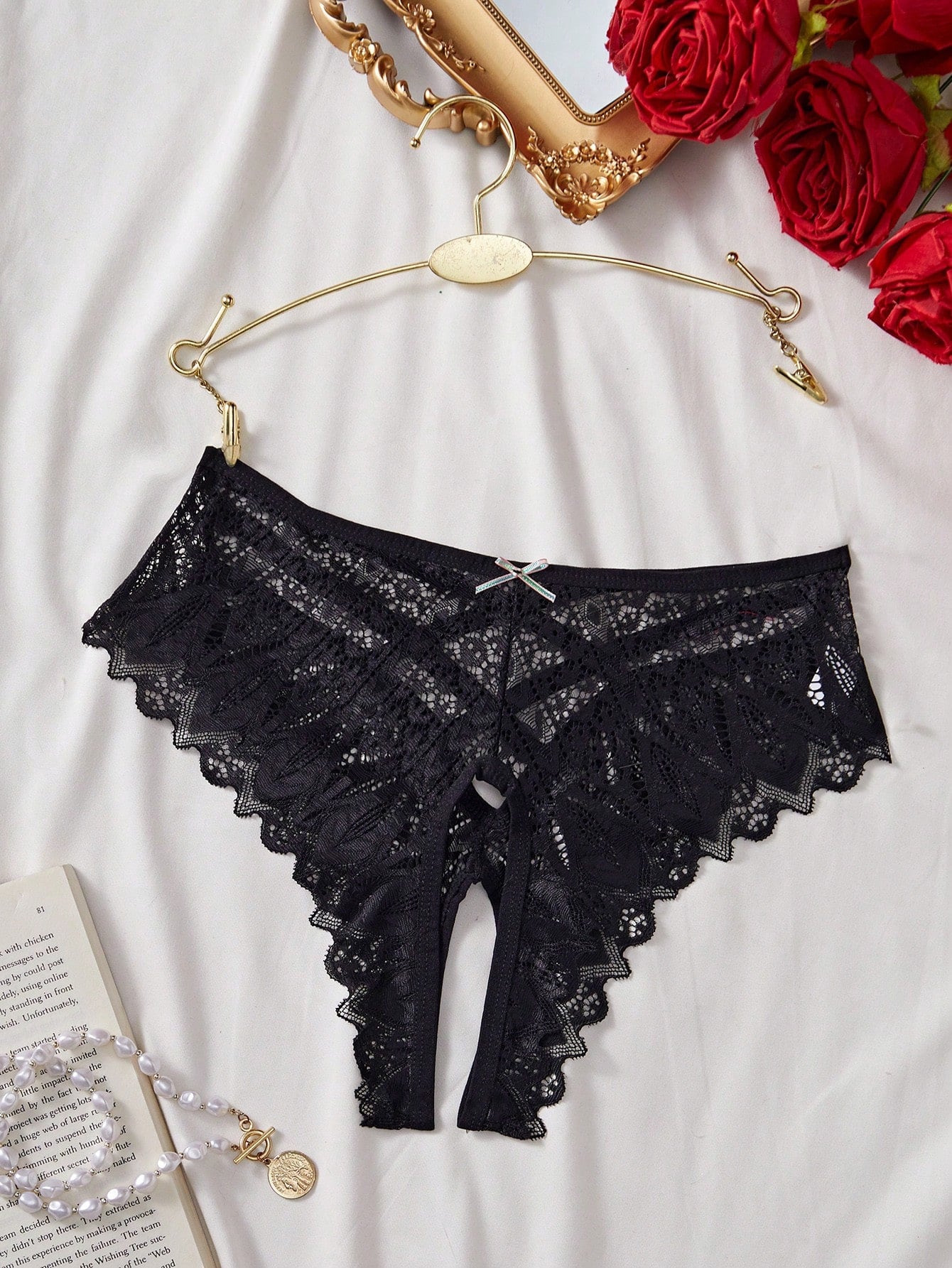 Spicy Aura Panty de encaje con abertura en la entrepierna, l