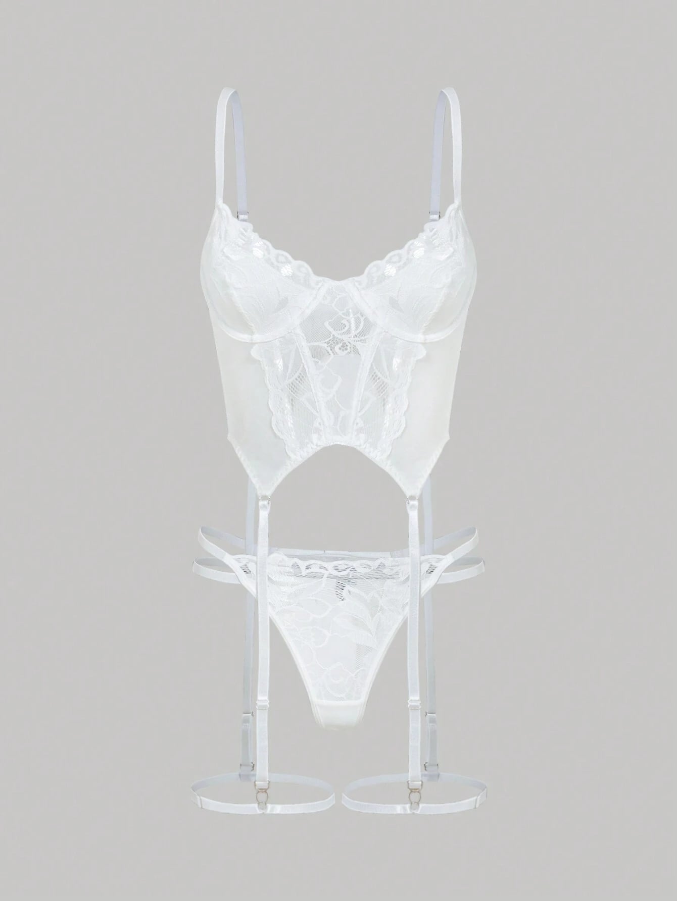 Conjunto de encaje calado transparente