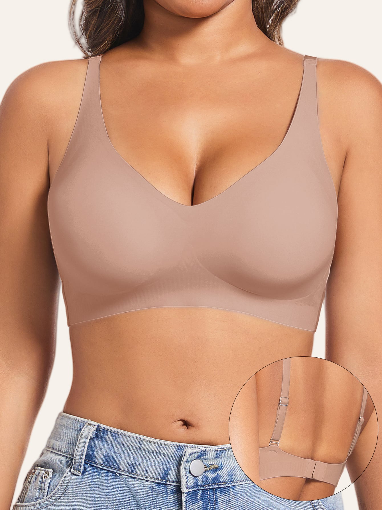 Bralette con tirantes finos y copas removibles