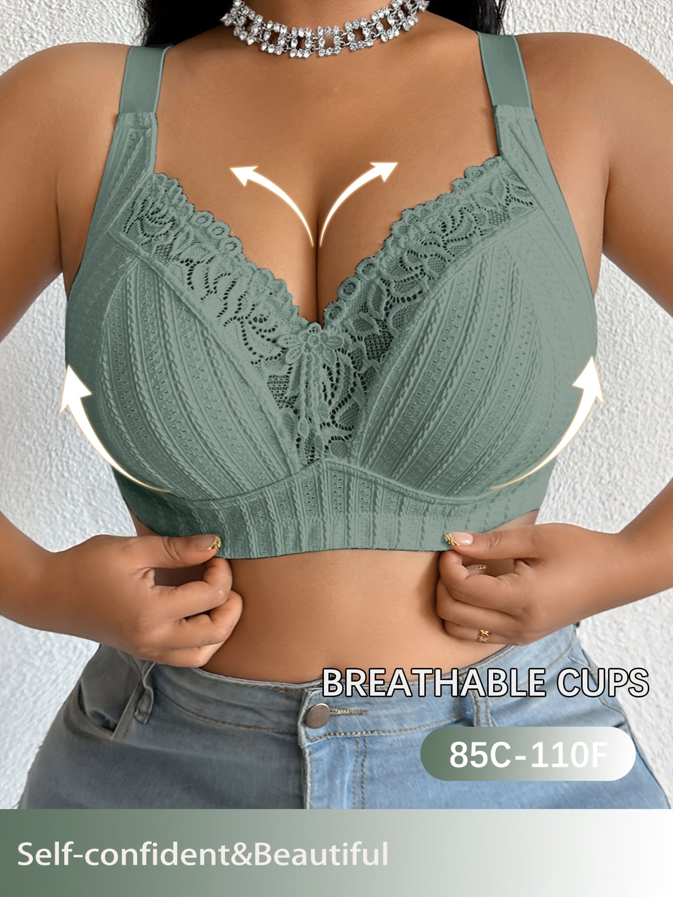 Splicing Sexy Plus Size Women'S Bra, Wireless Casual Comfortable Bra, Beautiful Back Design, Thin Bra
